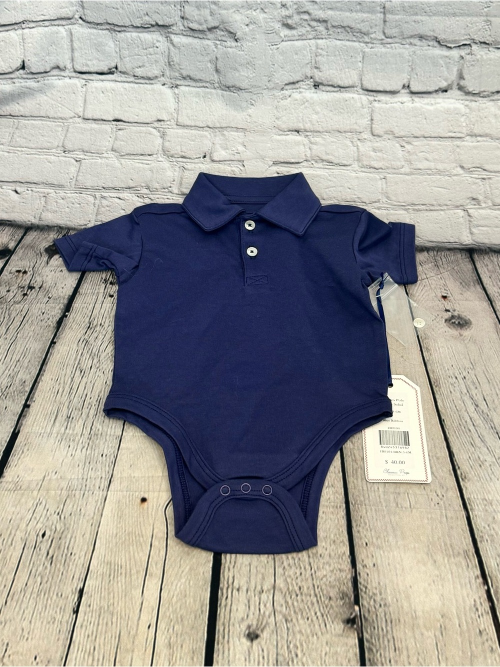 Classic Prep Blue Baby Polo Bodysuit
